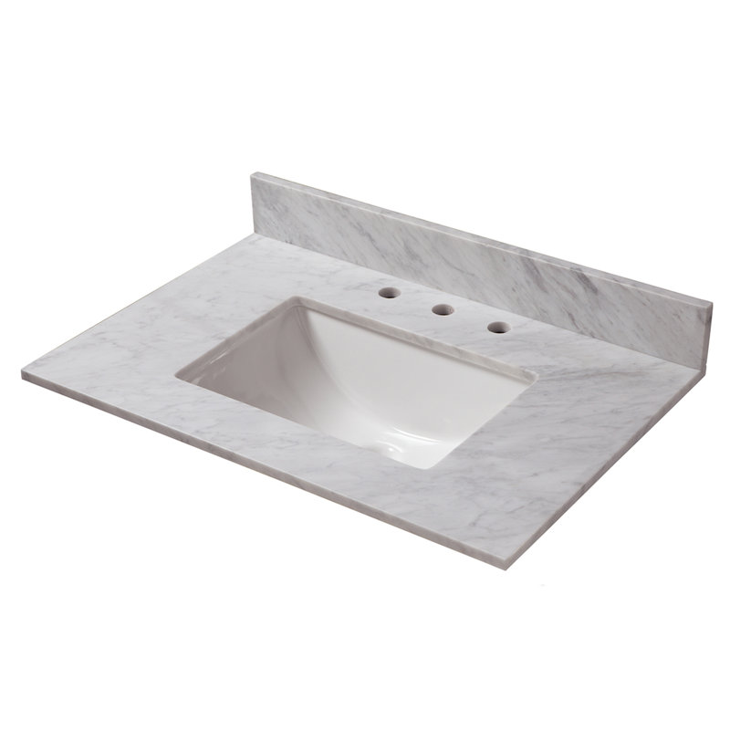 Cahaba 31'' Granite Single Bathroom Vanity Top in Carrara Marble with